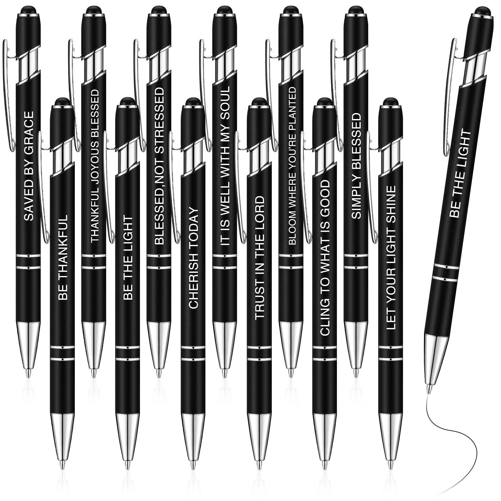 Zonon 12 Pieces Inspirational Motivational Pens Fine Point Smooth Writing Pens Fun Quotes Ballpoint Pens School Office Gifts For