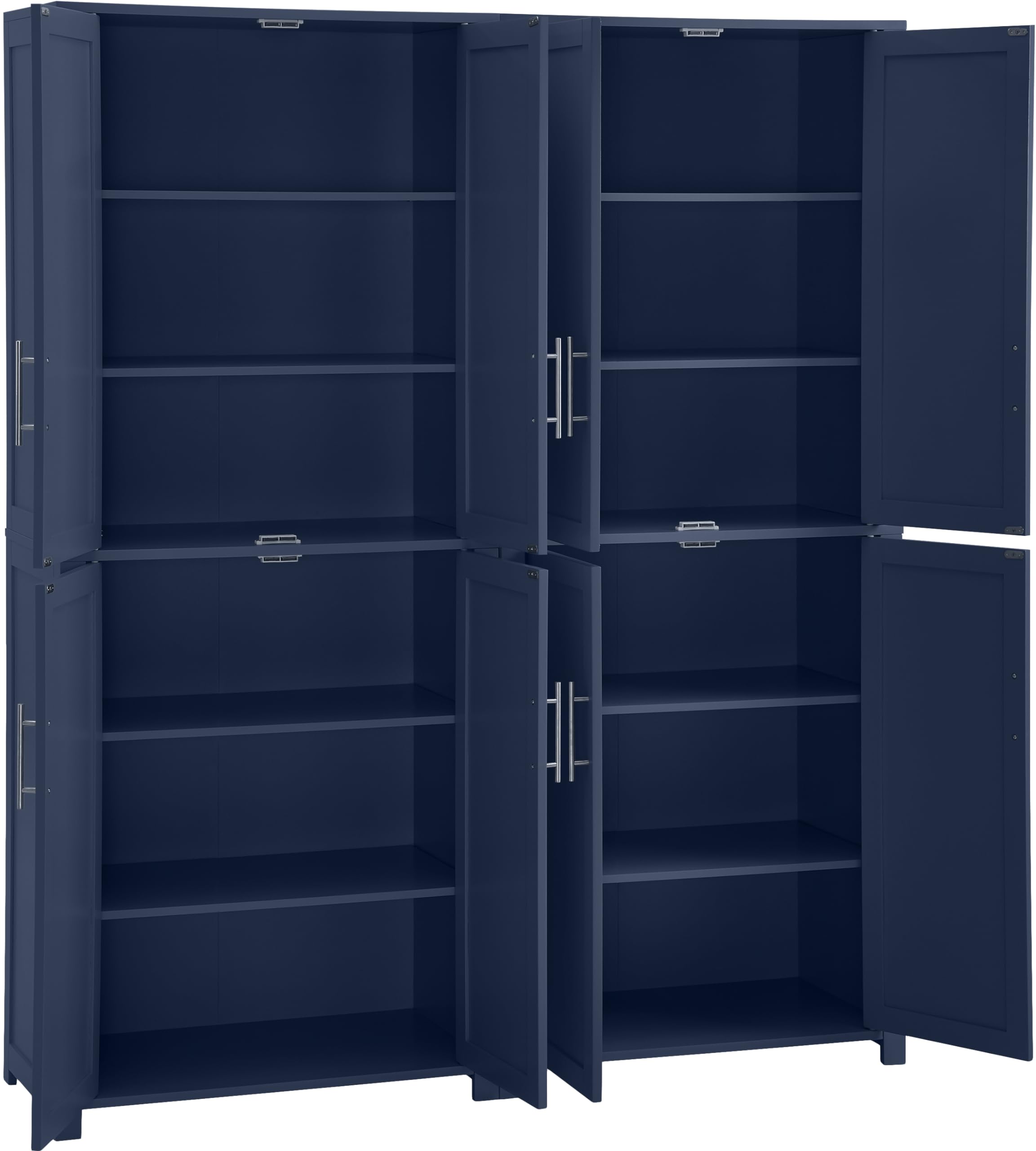 Crosley Furniture Savannah 2-Piece Pantry Storage Cabinet Set with Shelves, Kitchen, Dining, or Laundry Room, Navy