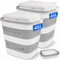 46L/12 Gal Collapsible Laundry Baskets, Foldable Hamper with Handles, Plastic Pop Up Storage Container for Laundry, Home, Dorm, 