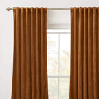 Ryb Home Plush Velvet Curtains, Heavy Duty Back Tab Decorative Window Drapes Privacy Room Darkening Covering For Living Room Playroom, Golden Oak, W52 X L84 Inches, Set Of 2 Panels