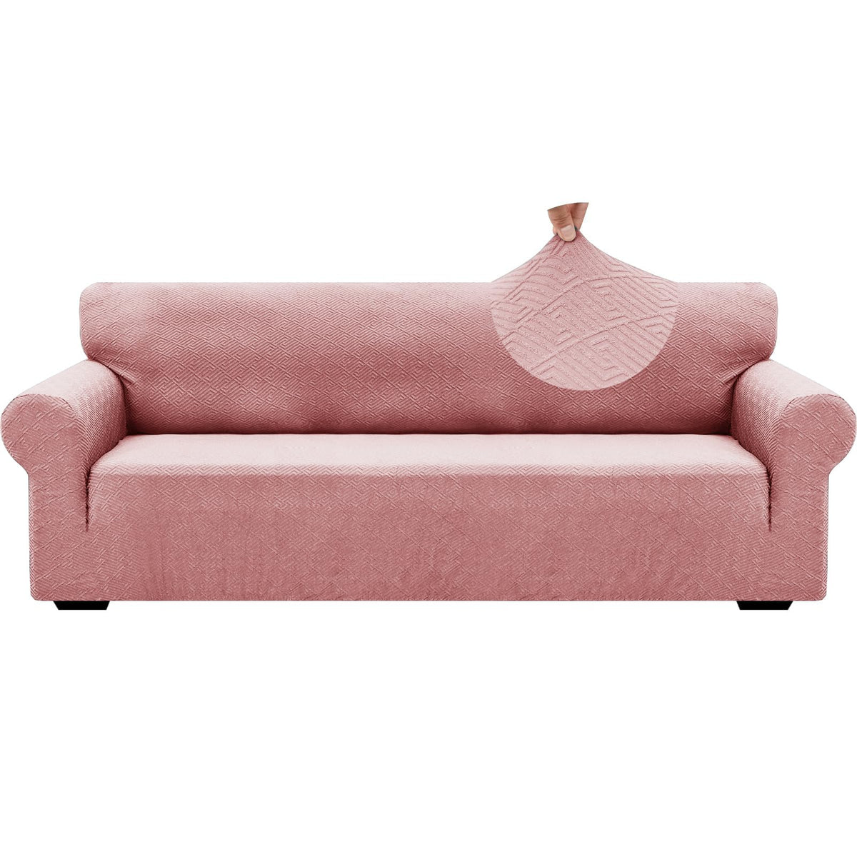 Znsayotx 1 Piece Jacquard Couch Covers For 3 Cushion Couch High Stretch Sofa Cover For Pets Dogs Anti Slip Extra Large Sofa Slipcovers Furniture Protector (X-Large,New Pattern Rose)