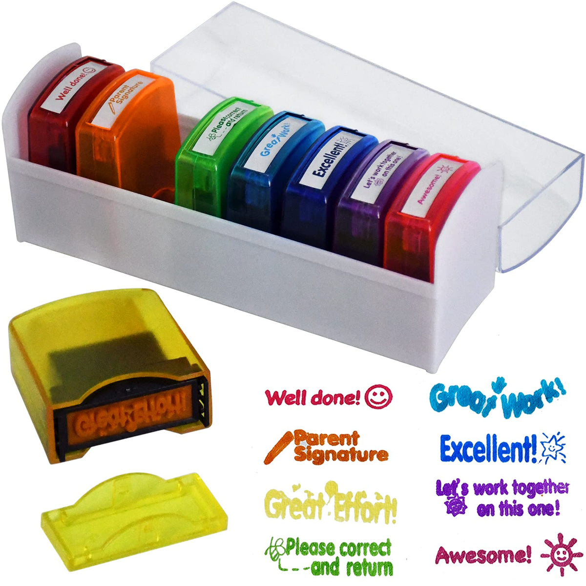 Bertiveny Teacher Stamps For Grading Classroom,Parent Signature Self-Inking Teacher Stamp Set School Supplies For Homework Rewar