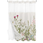 Tititex No Hooks Snap In Liner Vintage Wildflower Botanical Herbs Shower Curtain Sets, Hotel Luxury Double Layers Waterproof Fab