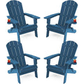 Yefu Adirondack Chair, Foldable Oversized Plastic Adirondack Chair Set Of 4 With Cup Holder, Patio Chair With Weather Resistant For Outside Deck Lawn, Weight Capacity Up To 400 Lbs –Navy