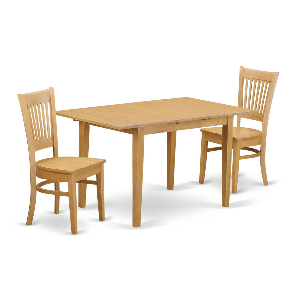 East West Furniture NOVA3-OAK-W 3 Piece Kitchen Table Set for Small Spaces Contains a Rectangle Dining Table with Butterfly Leaf and 2 Dining Room Chairs, 32x54 Inch, Oak