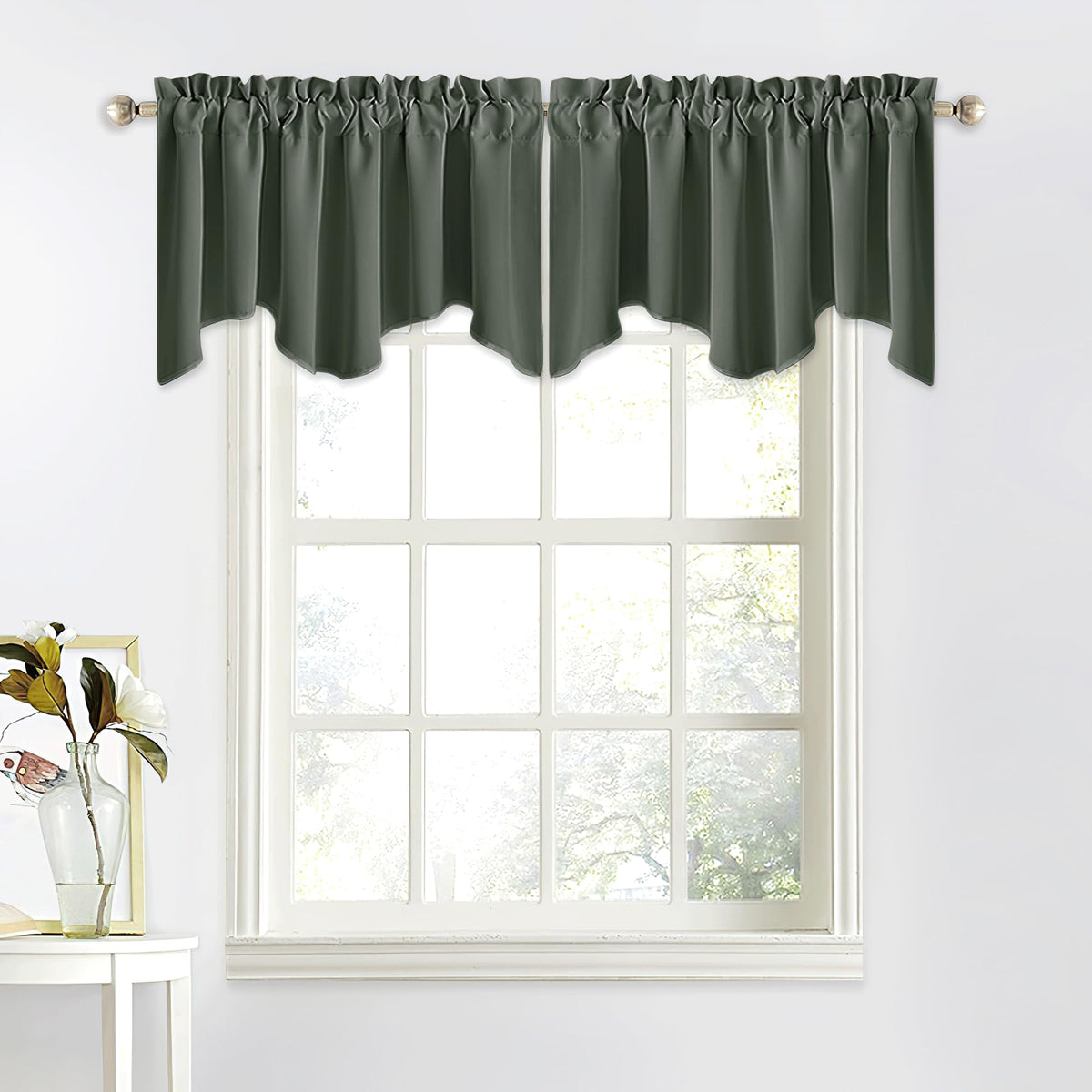 Nicetown Small Valances For Living Room, Bathroom Window Topper Kitchen Valances For Small Windows, Scalloped Short Window Tiers