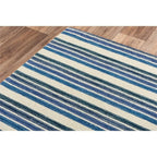 Alora Decor Rivera 5' X 8' Stripe Blue/Ivory Hand-Tufted Area Rug