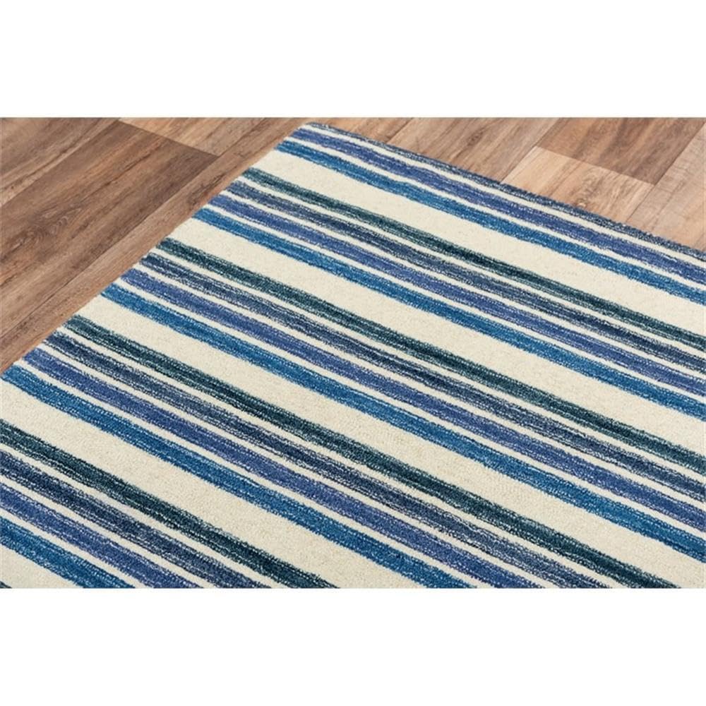 Alora Decor Rivera 5' X 8' Stripe Blue/Ivory Hand-Tufted Area Rug