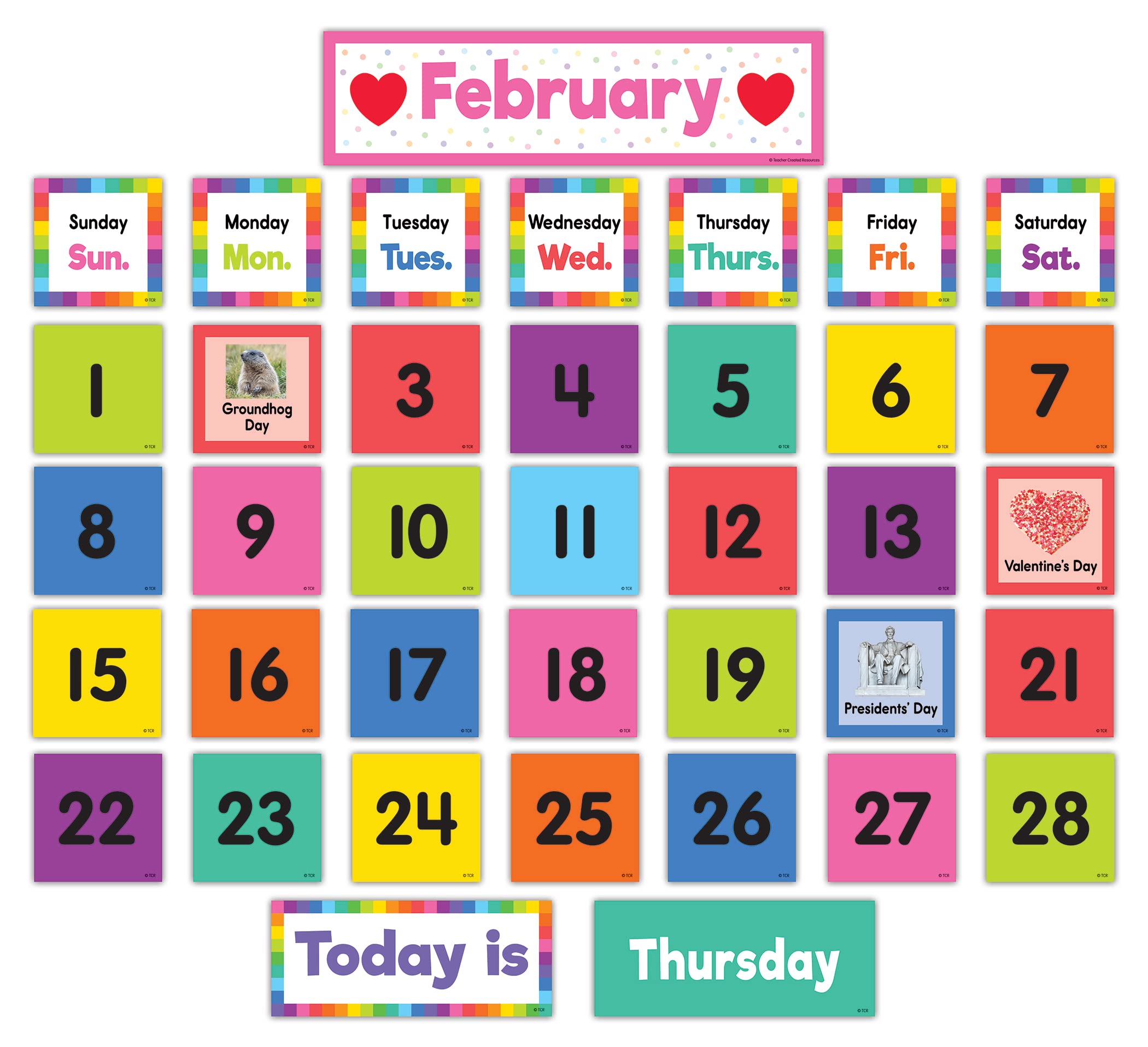 Teacher Created Resources Colorful Calendar Pocket Chart Cards
