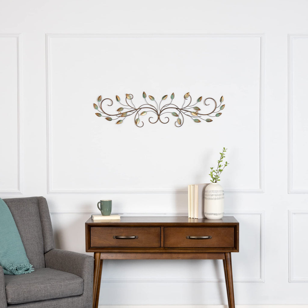 Stratton Home Decor Shd0065 Patina Scroll Leaf Wall Decor, 40.00 W X 1.00 D X 10.00 H