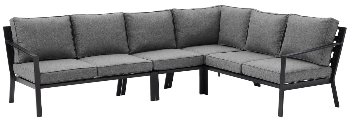 Crosley Furniture Ko70376Mb-Cl Clark Outdoor Metal 4-Piece Sectional Set (Left Loveseat, Right Loveseat, Corner Chair, & Center Chair), Matte Black With Charcoal Cushions