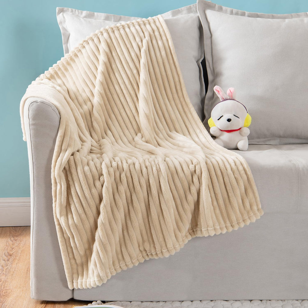Miulee Fleece Baby Blanket With Stripe Pattern For Infant, Newborn Fuzzy Flannel Throw Blanket Plush Warm Cozy Boho Decor For Cr
