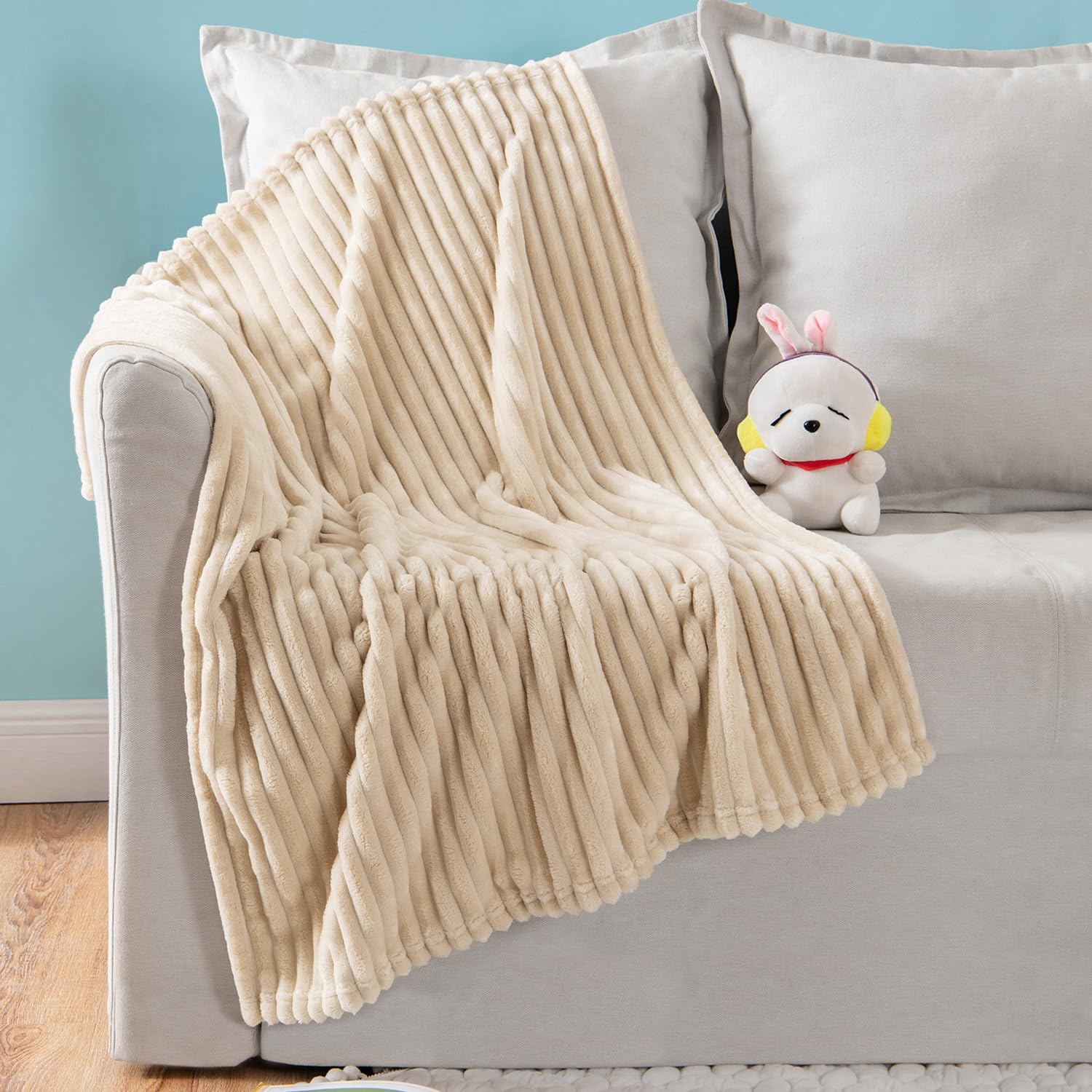 Miulee Fleece Baby Blanket With Stripe Pattern For Infant, Newborn Fuzzy Flannel Throw Blanket Plush Warm Cozy Boho Decor For Cr