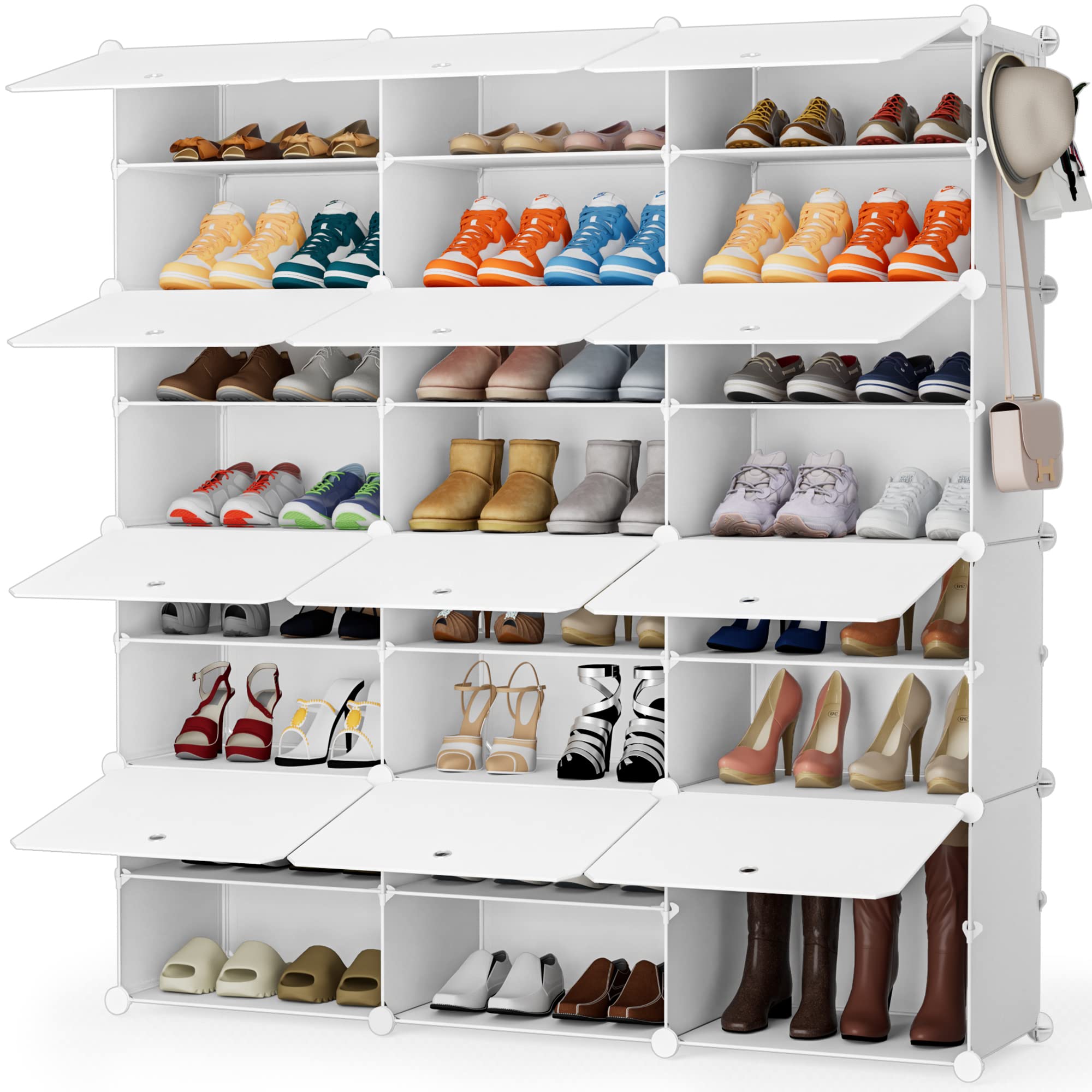 Shoe Storage Cabinet, 48 Pairs Shoe Rack 3 By 8 Tier Shoe Organizer Space Saving Shoe Storage for Closet Hallway Living Room Bed