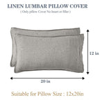 Simple&Opulence 100% Linen Lumbar Pillow Cover 12 X 20 Inches Set Of 2 Rectangular Decorative Throw Cushion Cover For Couch Sofa Bed Living Room Office Soft Breathable Farmhouse - Light Grey