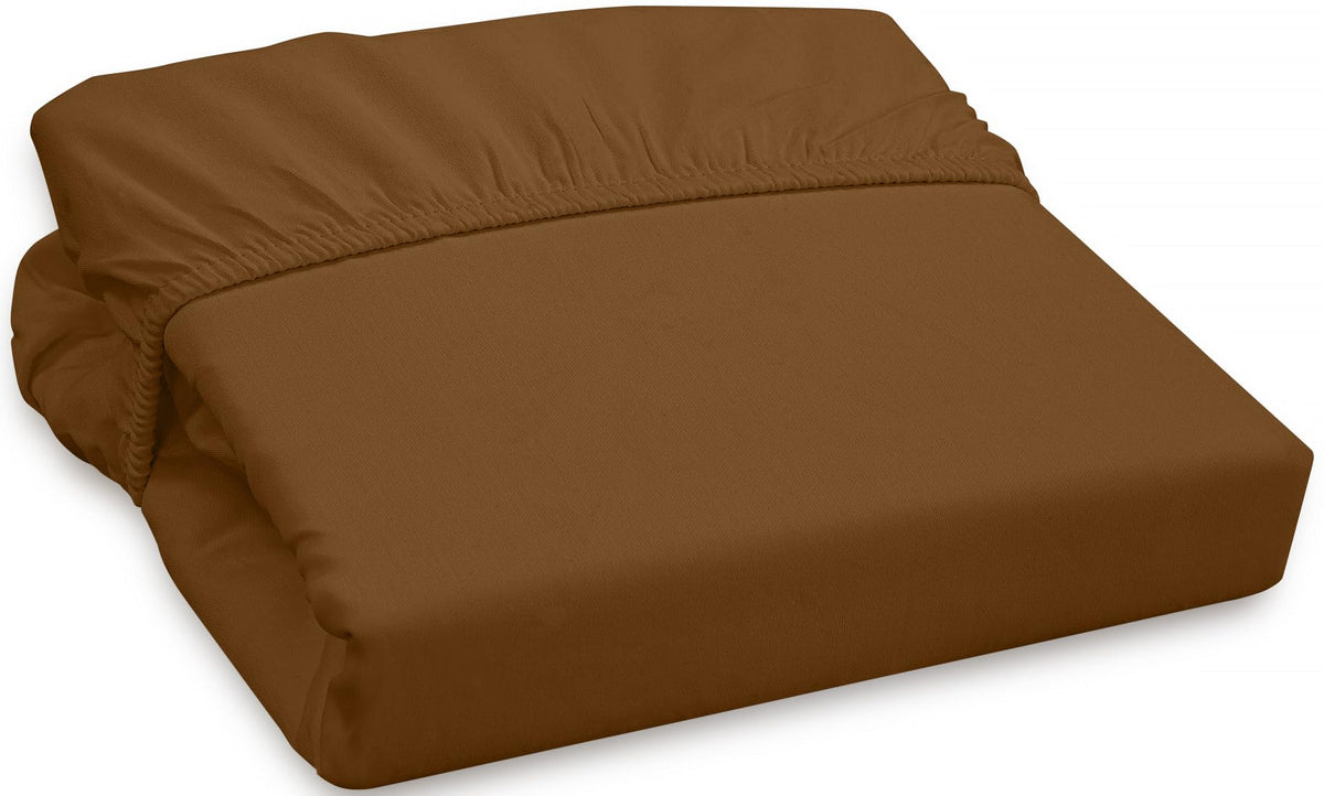 Royale Linens 300 Thread Count 100% Long Staple Combed Cotton Fitted Sheet- Super Soft Deep Pocket Sheet- Chocolate Fitted Sheet
