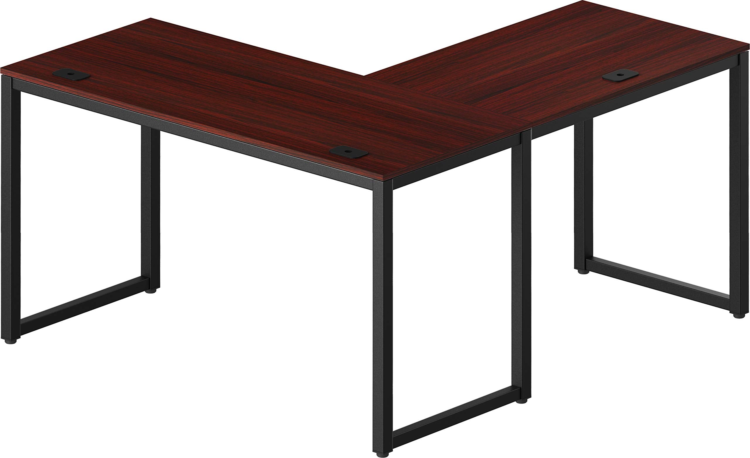 Shw Home Office 55'X60' Large L Shaped Corner Desk, 24' Deep, Cherry