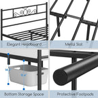 Yaheetech Metal Platform Queen Bed Frame with Headboard & Footboard, Black, Easy Assembly, No Box Spring Needed, Model YT-00110344-V01