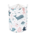 Clastyle Marine Animals Bubbles Kid Laundry Basket with Lid Foldable Sea Shark Dirty Clothes Hamper Round Toy Clothes Pool Beach