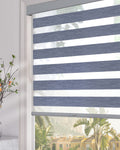 Persilux Cordless Zebra Blinds for Windows (24 W x 72 H, Dark Grey) with Upgraded Cassette Free-Stop Blackout Dual Layers Sheer 