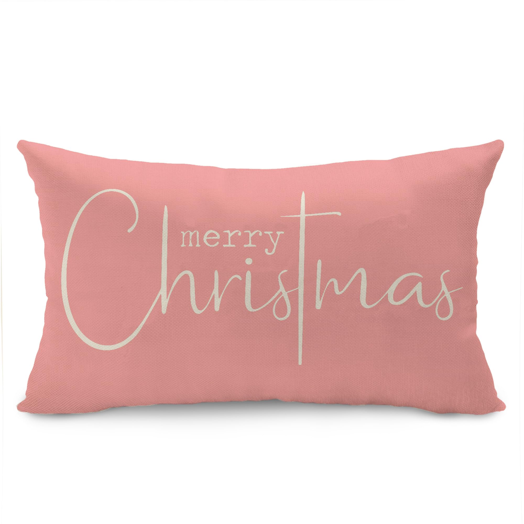 Allorry Christmas Pillow Covers Xmas Decorative Christmas Pink Cotton Cloth Linen Cloth Pillow Cover Sofa Cover Decorative Recta