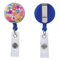 Will Well 2 Pack Heavy Duty Retractable Badge Reels - Id Badge Holder With Belt Clip For Handing Card - Floral Print Extendable