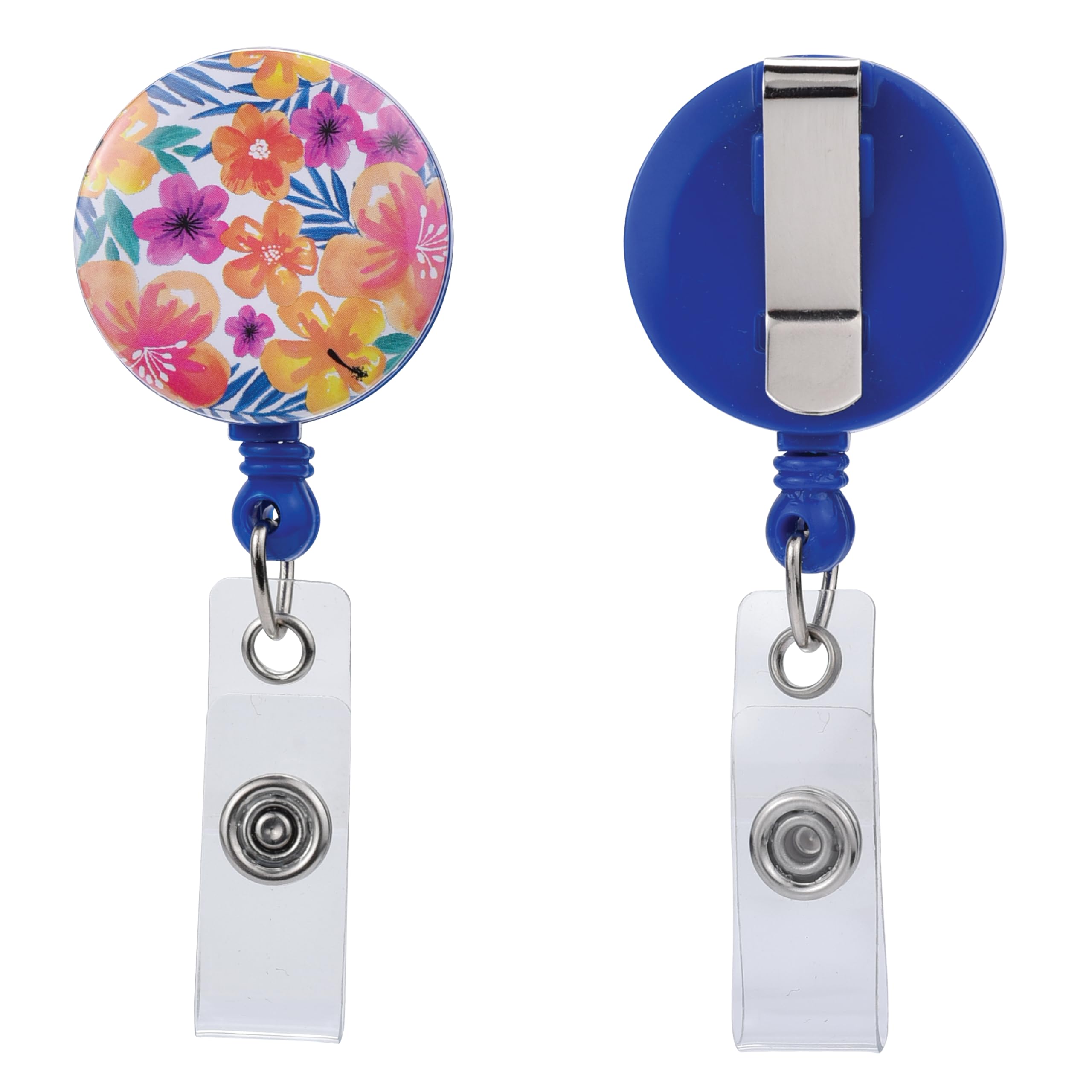 Will Well 2 Pack Heavy Duty Retractable Badge Reels - Id Badge Holder With Belt Clip For Handing Card - Floral Print Extendable