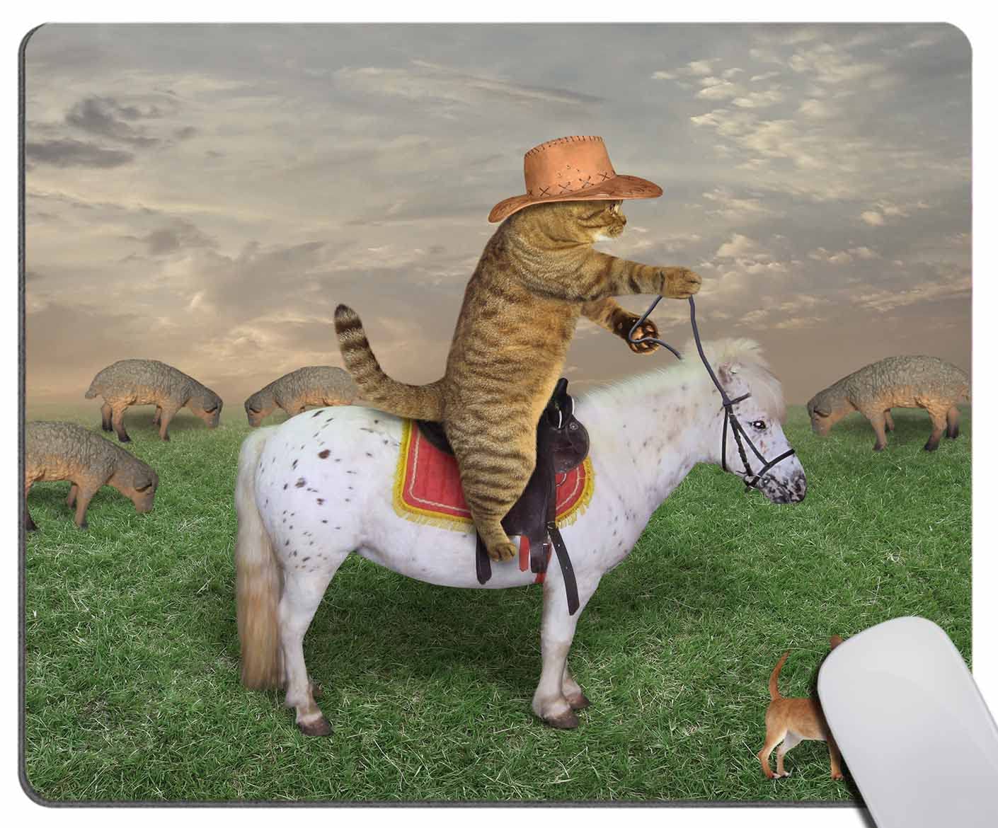 Mouse Pad, Funny Cat And His Dog Mouse Pad, Washable Square Cloth Mousepad For Office Laptop, Non-Slip Rubber Base Mouse Pads Fo