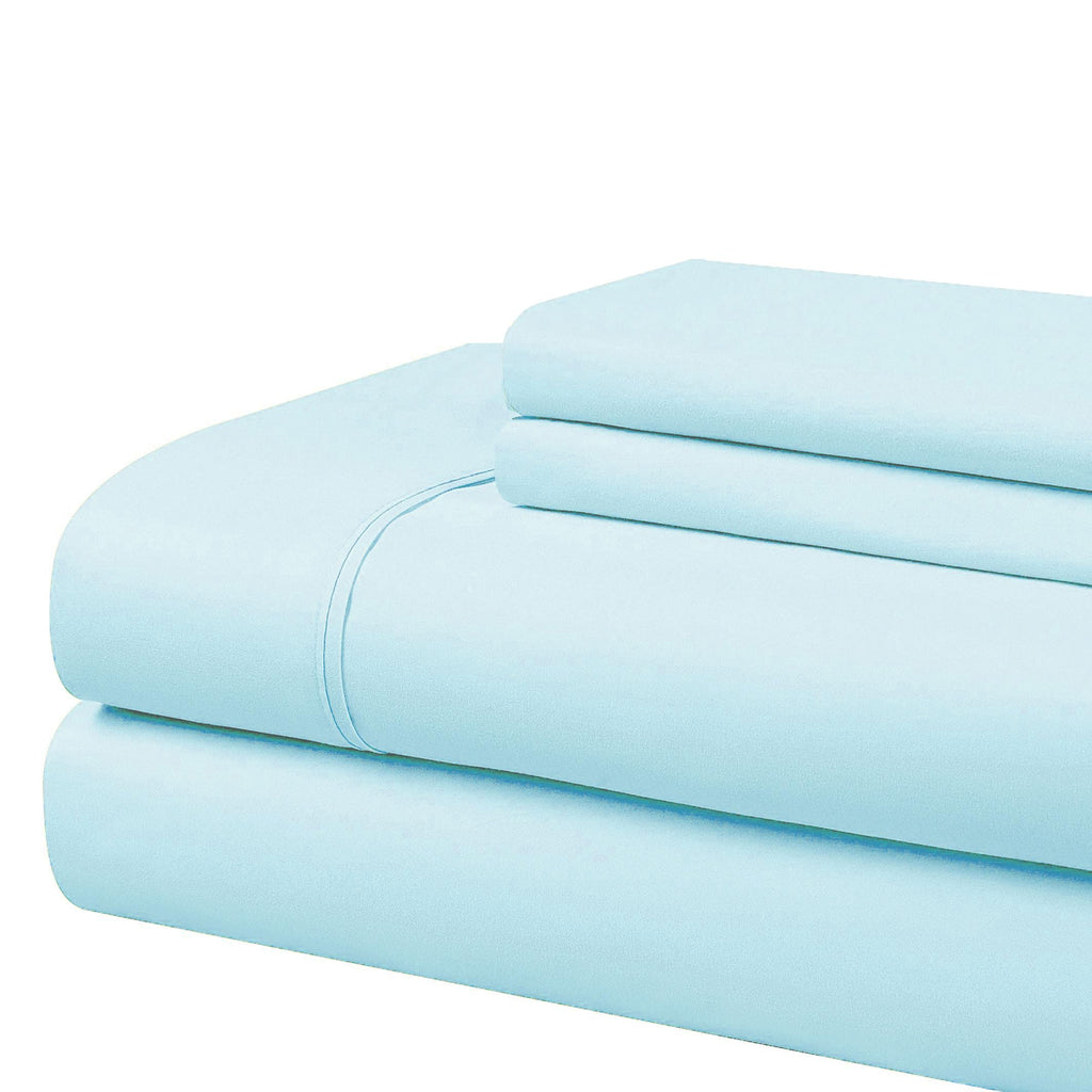 Cathay Home Essentials Ultra Soft Hypoallergenic Wrinkle Resistant Double Brushed Microfiber Bedding Sheet Set, Aqua, Queen