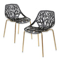 Pozbee Modern Black Dining Chair, Birch Sapling Cutout Chairs For Dining Room, Hotels, Restaurants Indoor Outdoor, Elegant Kitch