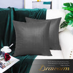 Brawarm Charcoal Gray Leather Throw Pillows 16 X 16 Inches, Snake Leather Pillow Covers Pack Of 2, Faux Leather Decorative Pillo