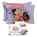 Sunny Side Up Disney Princess Full Sheet Set - 4 Piece Kids Bedding Set Includes Pillow Cover - Super Soft Rainbow Microfiber Sh