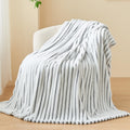 Newcosplay Super Soft Twin Blanket Black And White Premium Silky Flannel Fleece 3D Ribbed Jacquard Lightweight Bed Blanket All S