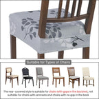 Searchi Stretch Dining Chair Seat Covers Set Of 4, Soft Removable Washable Seat Covers For Dining Chairs, Dining Room Seat Cover Protector (Rear-Covered, Grey Flowers)