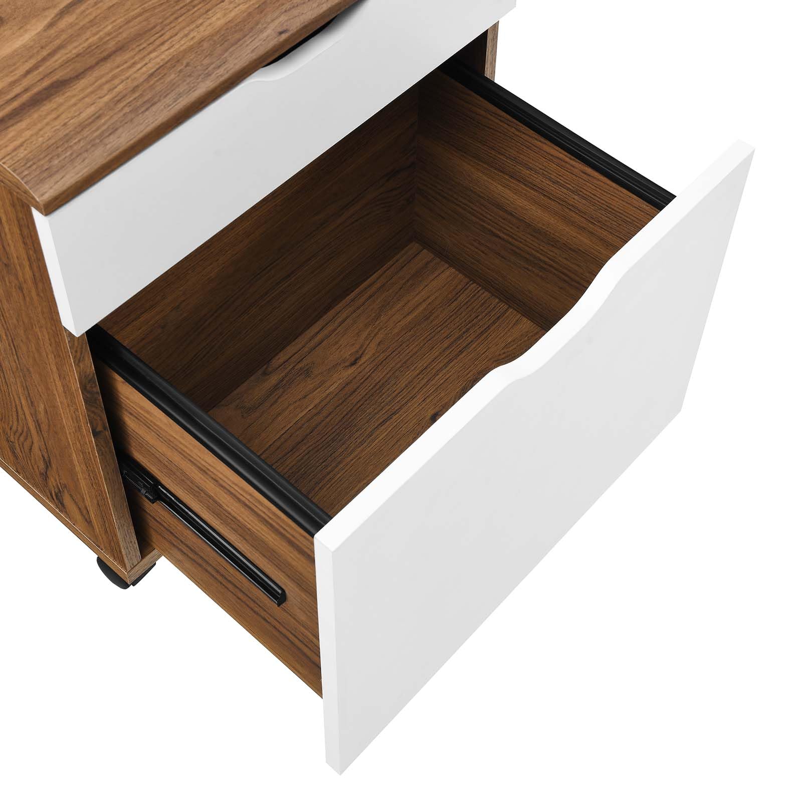 Modway Envision Modern Wood & Plastic File Cabinet In White/Walnut