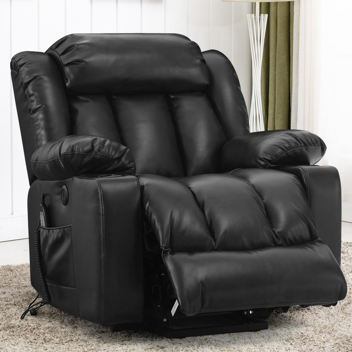Parkol Power Lift Recliner Chair For Elderly Breathable Leather Recliner Chair With Massage And Heat,2 Cup Holders,Electric Stan