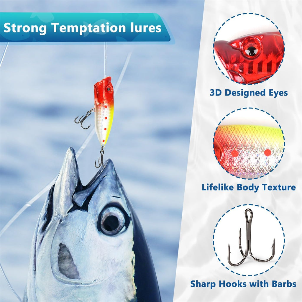 Movinpe Fishing Advent Calendar For Adult Men Teen Boys, 2024 Fishing Lure Christmas Gifts, 24 Days Topwater Lures Fishing Spoon