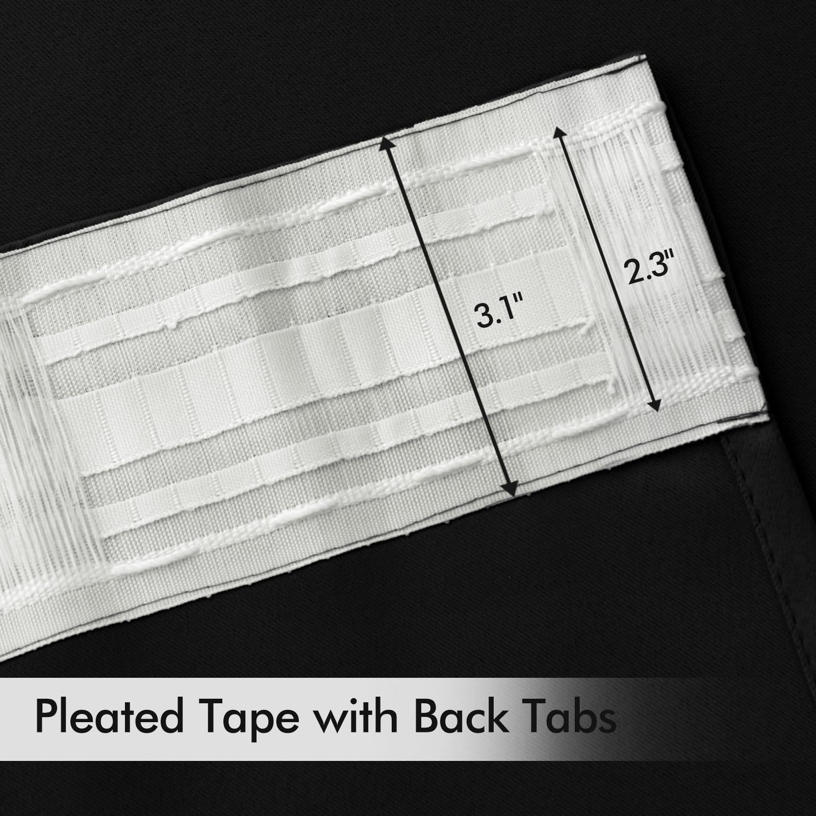 Miulee Back Tab Blackout Curtains 105 Inch Long 2 Panels Set For Living Room Bedroom, Black Rod Pocket/Pinch Pleated Thermal Insulated Room Darkening Light Blocking Floor To Ceiling Curtains/Drapes
