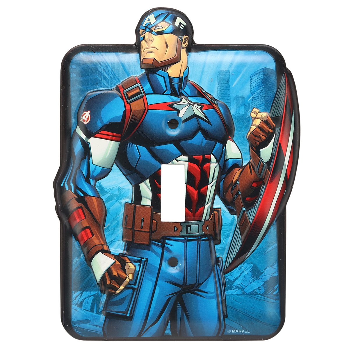Marvel Captain America Embossed Metal Light Switch Plate - Captain America Switch Plate Decoration for Bedroom or Man Cave