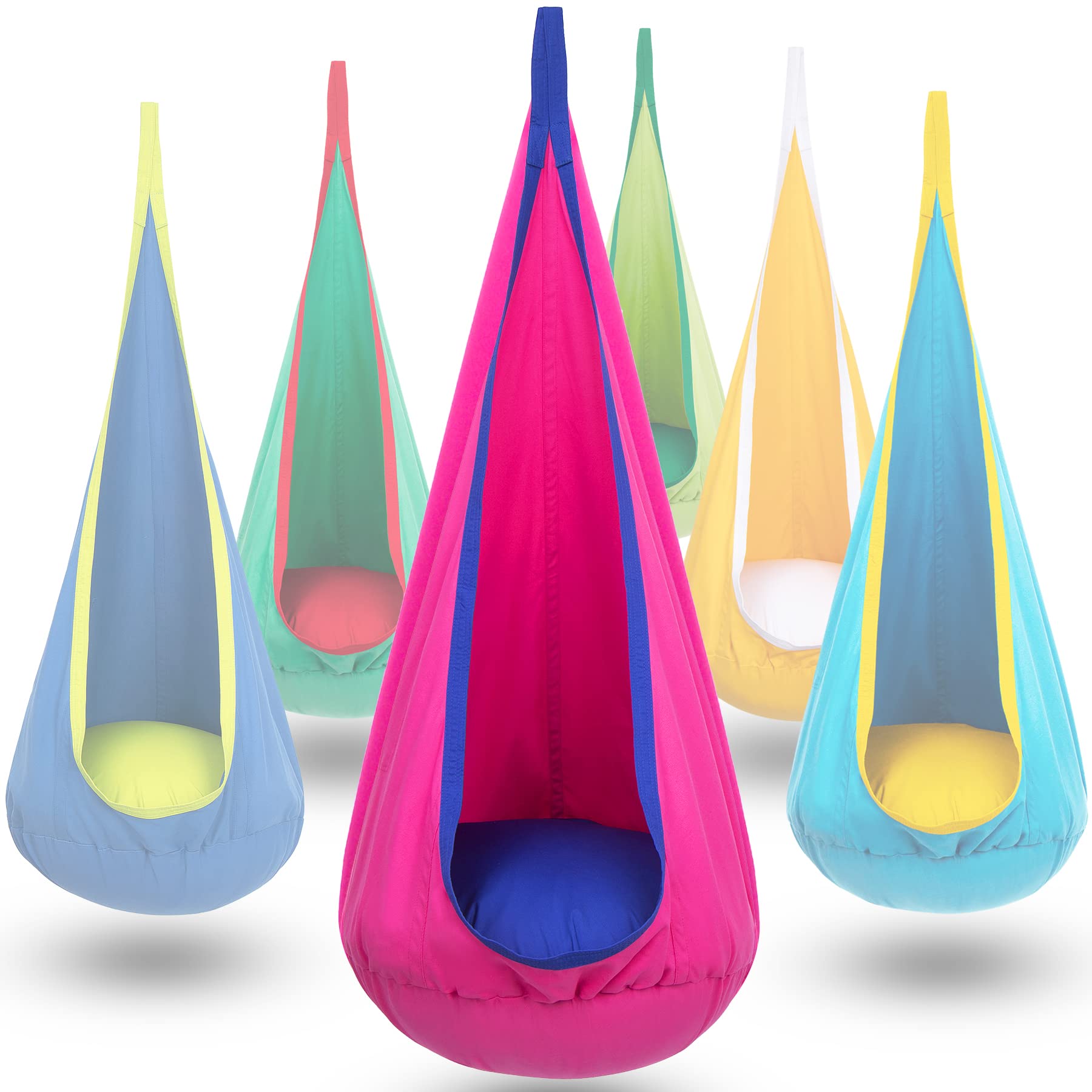 Y- Stop Kids Pod Swing Seat, Hanging Hammock Chair With Inflatable Pillow, Sensory Swing Chair For Outdoor And Indoor, Max 176 L