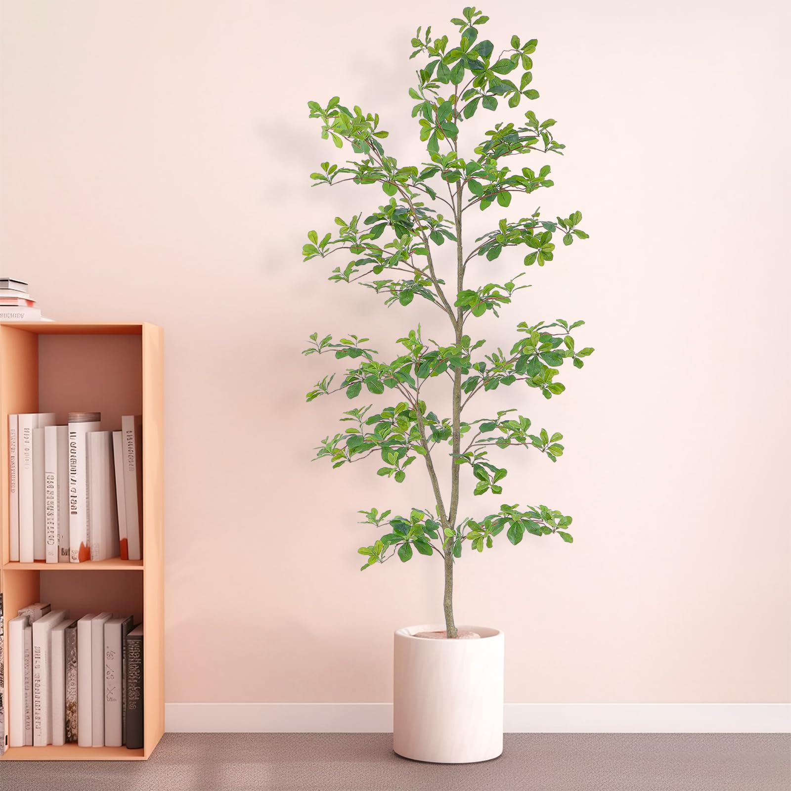 Bellacat Faux Black Olive Tree 7Ft, Tall Faux Trees Indoor With Natural Trunk And Realistic Leaves. 7 Feet(84In) Artificial Tree
