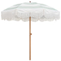 AMMSUN Boho Fringe Umbrella Outdoor Patio, 6.5ft UPF50+ Picnic Umbrella with Tassels with Steel Pole and Push Button Tilt, Vinta