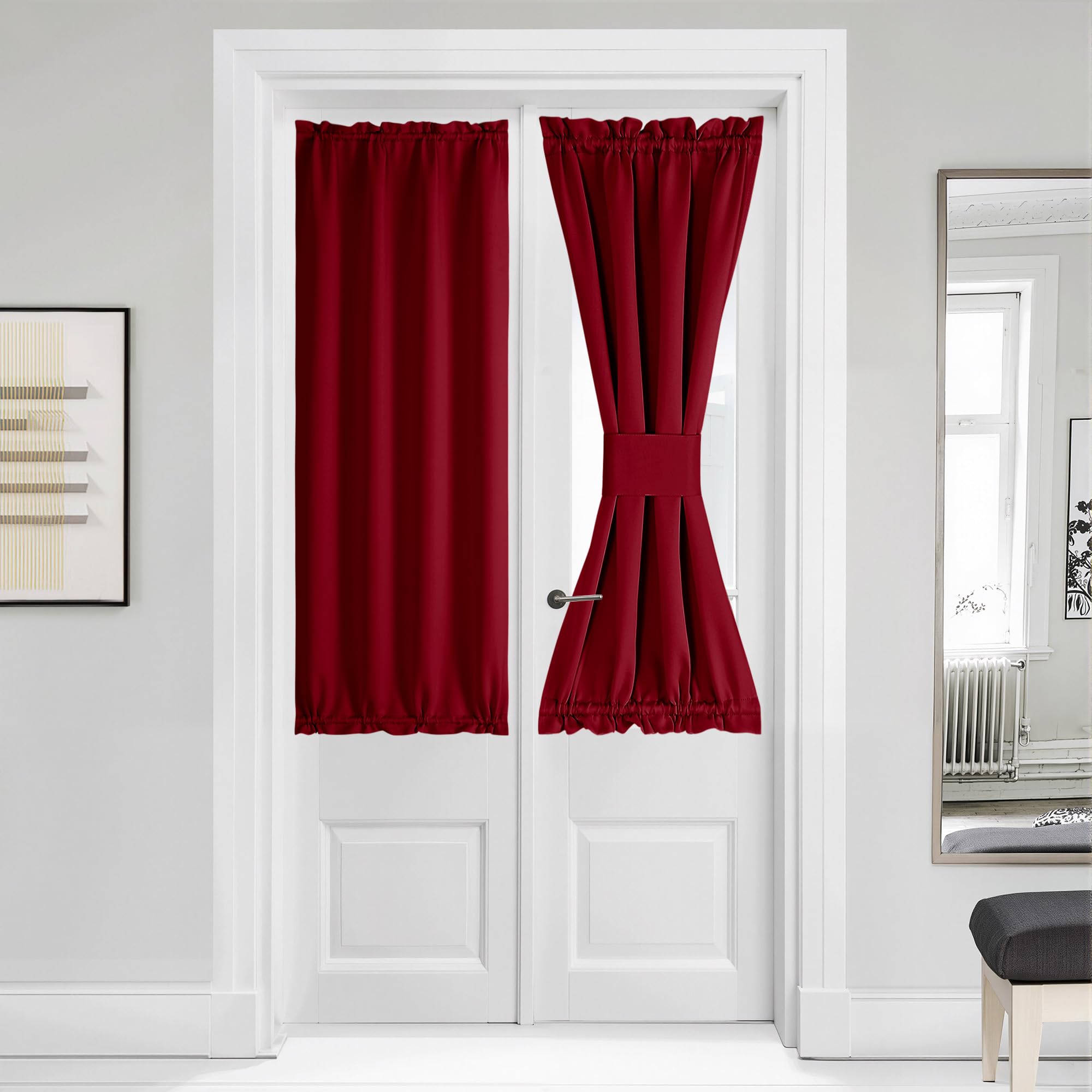 NICETOWN French Door Curtain for Door Window, Privacy Thermal Insulated Christmas Window Covering for Patio Front Sidelight Pane