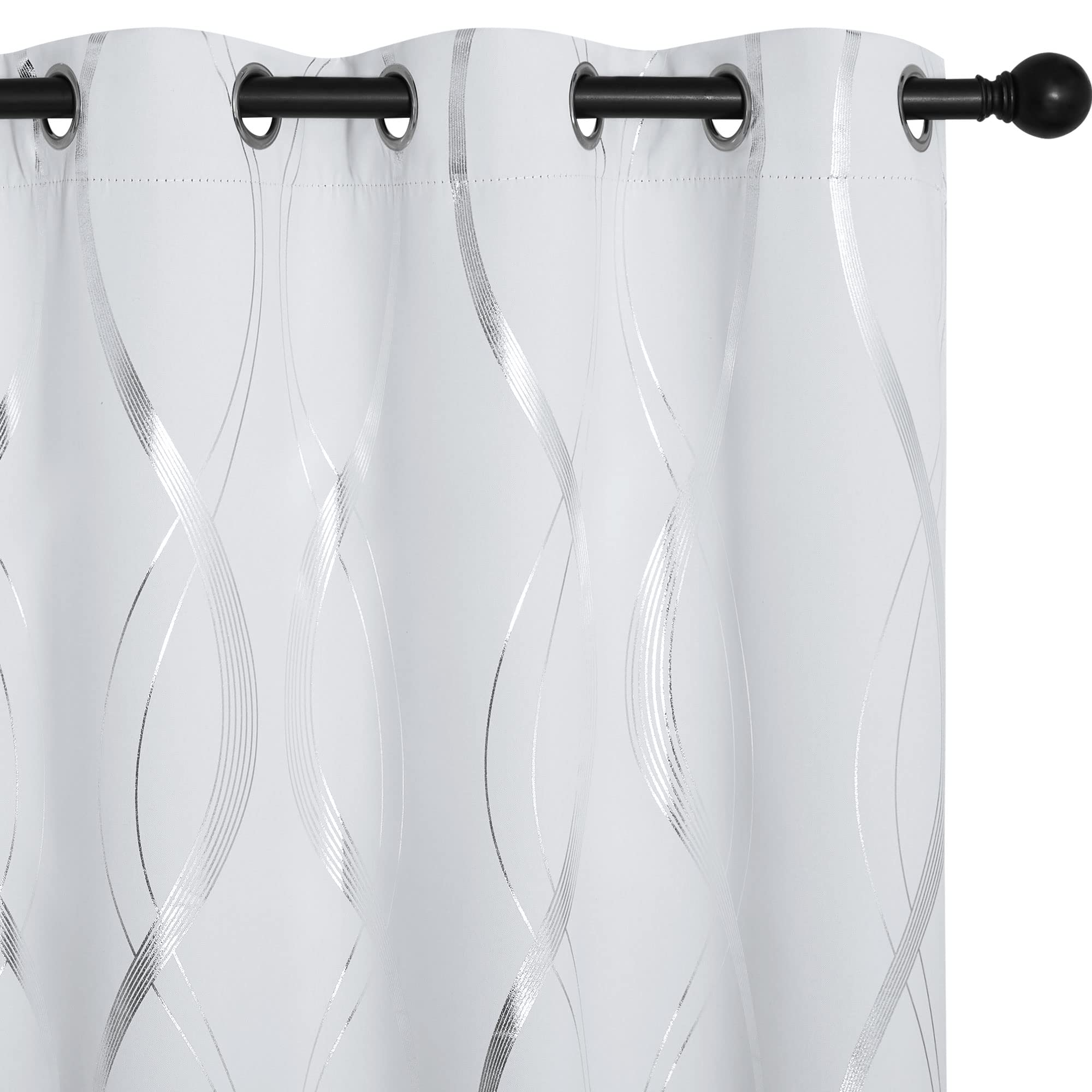Nicetown Greyish White Room Darkening Curtain Panels - Window Treatment Thermal Insulated Grommet Room Darkening Curtains/Panels/Drapes For Bedroom (2 Panels, 34 By 63)