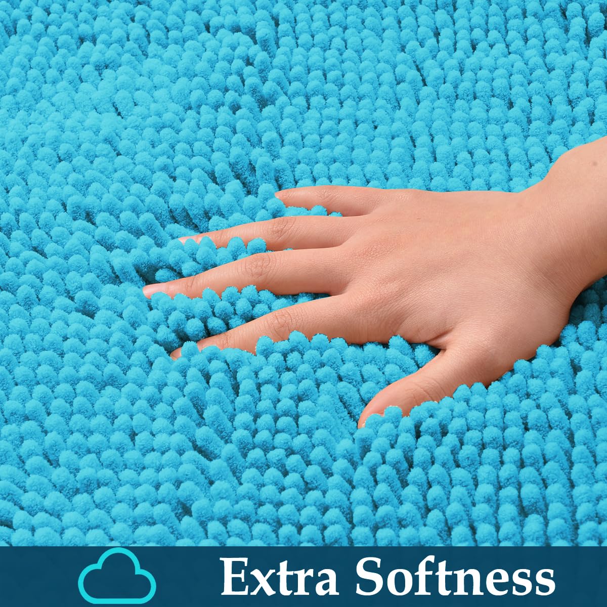 Teal Blue Bathroom Rugs Set 2 Piece Bathroom Set Bath Rugs Washable Bath Mats For Bathroom, Thick Soft Chenille Bathroom Rug Set