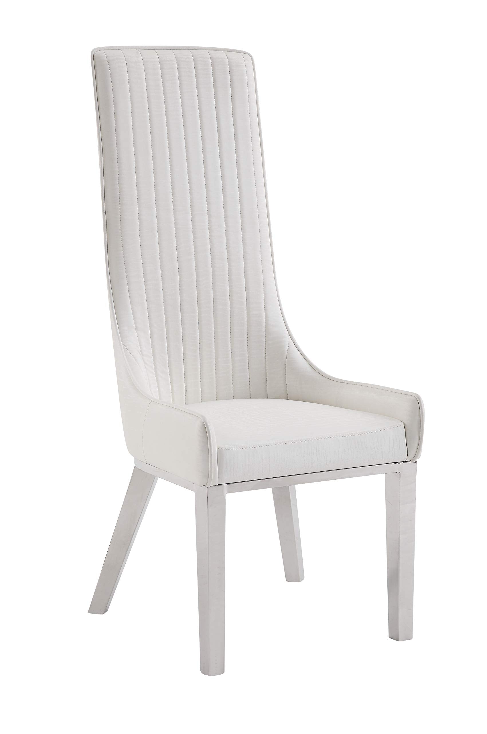 Acme Furniture Set of 2 PU Upholstered Dining Chairs, Ivory