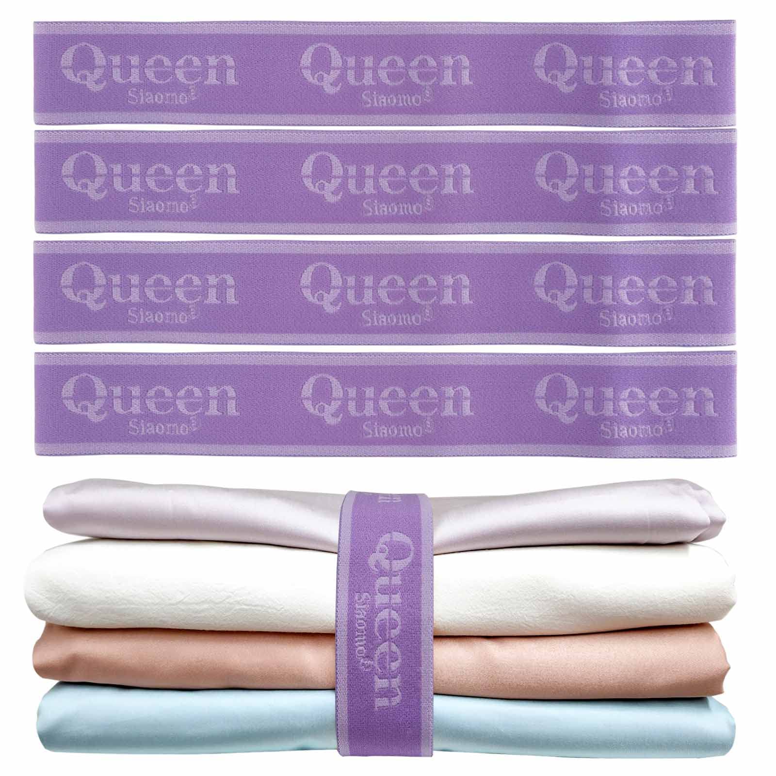 Siaomo Bed Sheet Organizer Bands, Sheet Set Storage Size Marking Bands, Elastic Bedding Sheet Straps Wraps For Organizing Linen