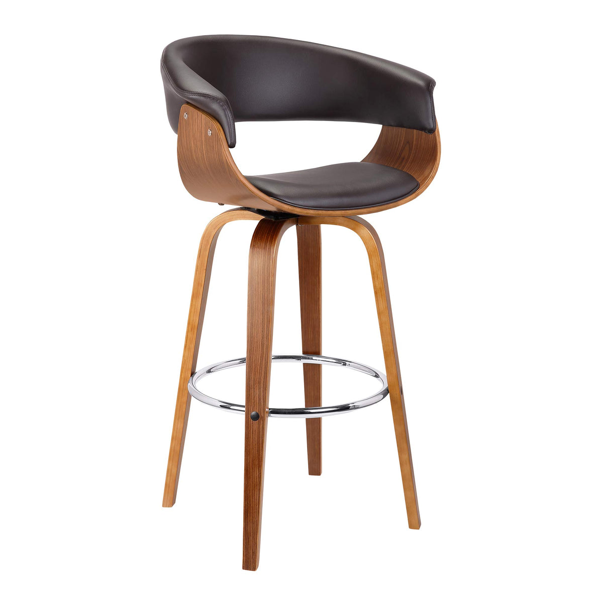 Armen Living Julyssa Mid-Century Swivel Bar stool, 30&quot;, Brown