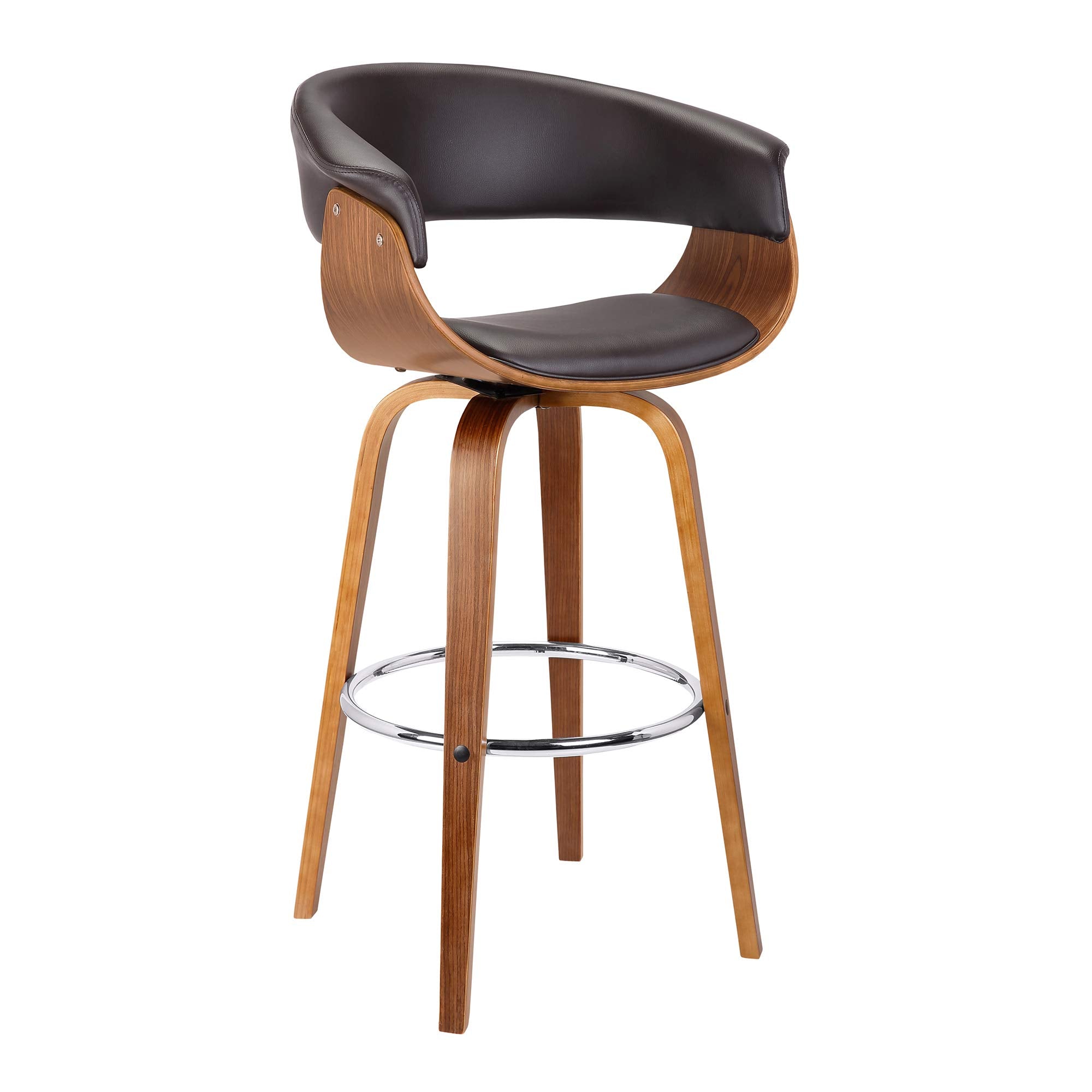 Armen Living Julyssa Mid-Century Swivel Bar stool, 30", Brown