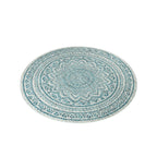 Safavieh Courtyard Collection 4' Round Grey / Teal Cy8734 Indoor/ Outdoor Patio Backyard Mudroom Area Rug
